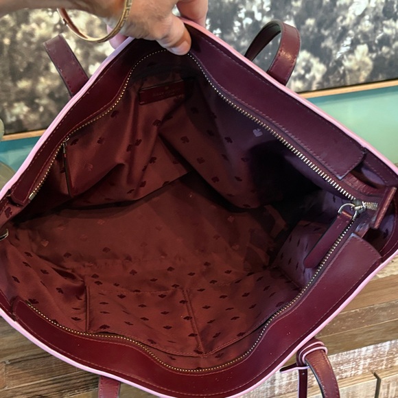 Kate Spade leather Deep Red Tote with Pink Accents STUNNING!!! - Picture 10 of 11